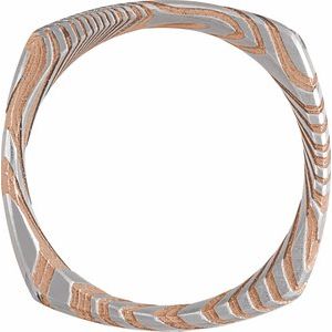 Damascus Steel 8 mm Patterned Square Band Size 10