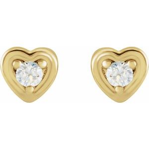 14K Yellow .03 CTW Natural Diamond Youth Heart Earrings