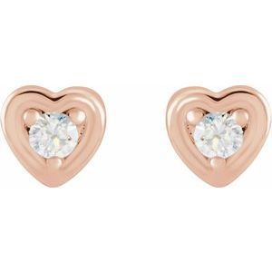14K Rose .03 CTW Natural Diamond Youth Heart Earrings