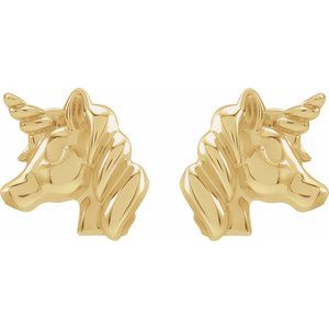14K Yellow Youth Unicorn Earrings