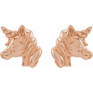 14K Rose Youth Unicorn Earrings