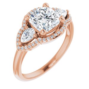 14K Rose 7 mm Cushion Engagement Ring Mounting