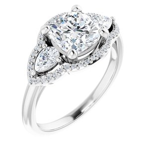 Platinum 7 mm Cushion Engagement Ring Mounting