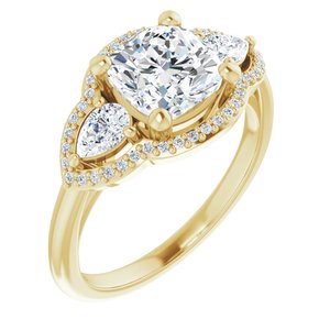 14K Yellow 7 mm Cushion Engagement Ring Mounting