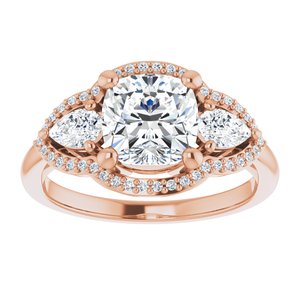 14K Rose 7 mm Cushion Engagement Ring Mounting