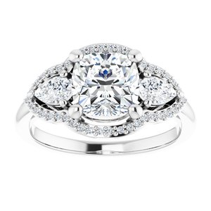 Platinum 7 mm Cushion Engagement Ring Mounting