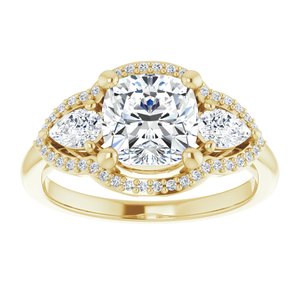 14K Yellow 7 mm Cushion Engagement Ring Mounting