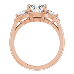 14K Rose 7 mm Cushion Engagement Ring Mounting