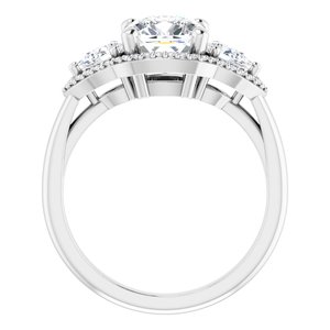 Platinum 7 mm Cushion Engagement Ring Mounting