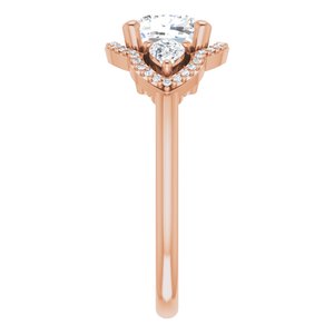 14K Rose 7 mm Cushion Engagement Ring Mounting