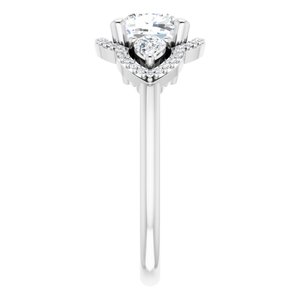 Platinum 7 mm Cushion Engagement Ring Mounting