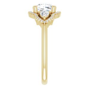 14K Yellow 7 mm Cushion Engagement Ring Mounting