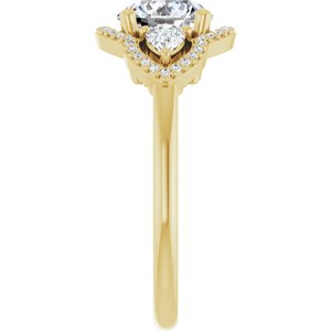 14K Yellow 7.4 mm Round Engagement Ring Mounting