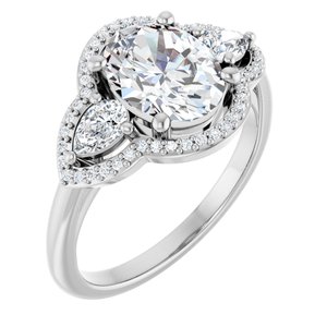 Platinum 9x7 mm Oval Engagement Ring Mounting