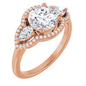 14K Rose 7.4 mm Round Engagement Ring Mounting