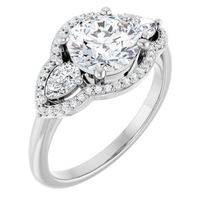 Platinum 7.4 mm Round Engagement Ring Mounting