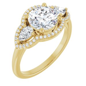 14K Yellow 7.4 mm Round Engagement Ring Mounting