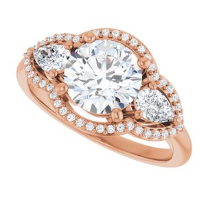 14K Rose 7.4 mm Round Engagement Ring Mounting