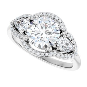 Platinum 7.4 mm Round Engagement Ring Mounting