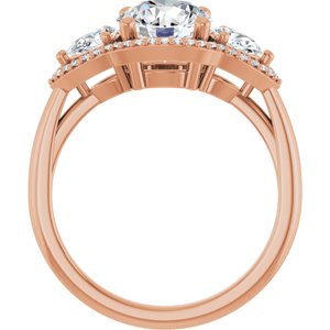 14K Rose 7.4 mm Round Engagement Ring Mounting