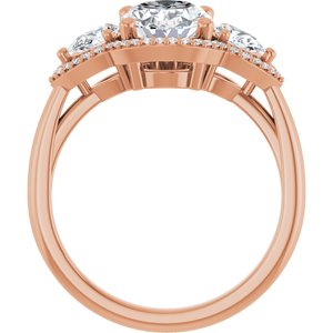 14K Rose 9x7 mm Oval Engagement Ring Mounting