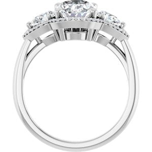 Platinum 9x7 mm Oval Engagement Ring Mounting