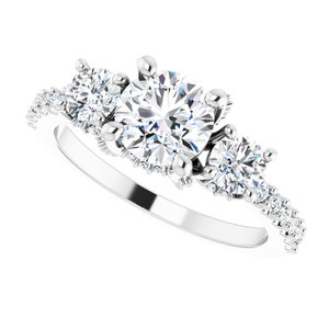 Platinum 6.5 mm Round 5/8 CTW Natural Diamond Semi-Set Three-Stone Engagement Ring