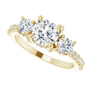 14K Yellow 6.5 mm Round 5/8 CTW Natural Diamond Semi-Set Three-Stone Engagement Ring