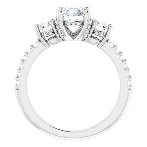 Platinum 6.5 mm Round 5/8 CTW Natural Diamond Semi-Set Three-Stone Engagement Ring