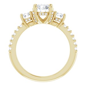 14K Yellow 6.5 mm Round 5/8 CTW Natural Diamond Semi-Set Three-Stone Engagement Ring