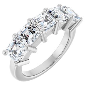 Platinum 5 mm Asscher Anniversary Band Mounting