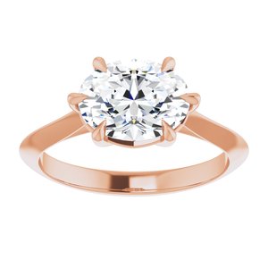 14K Rose 9x7 mm Oval Solitaire Engagement Ring Mounting