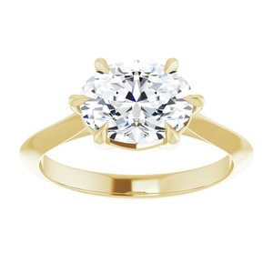 14K Yellow 9x7 mm Oval Solitaire Engagement Ring Mounting