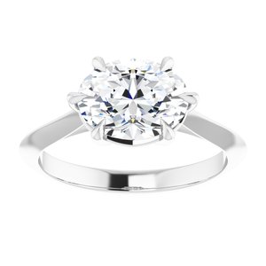 Platinum 9x7 mm Oval Solitaire Engagement Ring Mounting