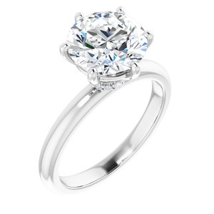 14K White 9 mm Round Engagement Ring Mounting