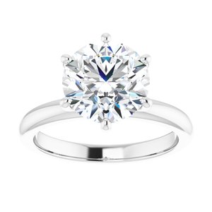 14K White 9 mm Round Engagement Ring Mounting