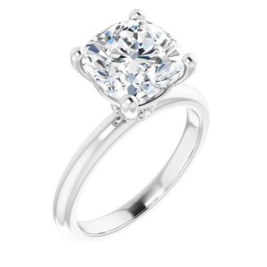 Platinum 9 mm Cushion Engagement Ring Mounting