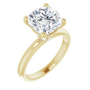 14K Yellow 9 mm Cushion Engagement Ring Mounting