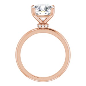 14K Rose 9 mm Cushion Engagement Ring Mounting