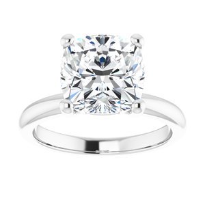 14K White 9 mm Cushion Engagement Ring Mounting