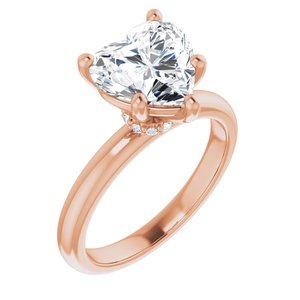 14K Rose 9x9 mm Heart Engagement Ring Mounting