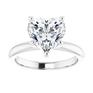 14K White 9x9 mm Heart Engagement Ring Mounting