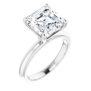 Platinum 9 mm Asscher Engagement Ring Mounting