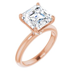 14K Rose 9 mm Asscher Engagement Ring Mounting