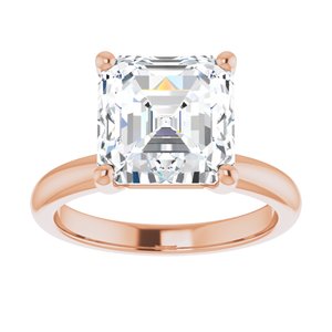 14K Rose 9 mm Asscher Engagement Ring Mounting