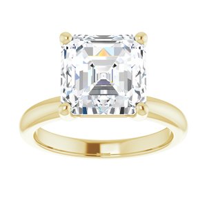 14K Yellow 9 mm Asscher Engagement Ring Mounting