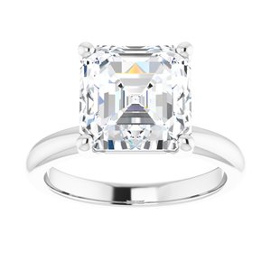 Platinum 9 mm Asscher Engagement Ring Mounting