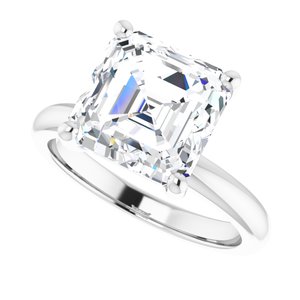 Platinum 9 mm Asscher Engagement Ring Mounting