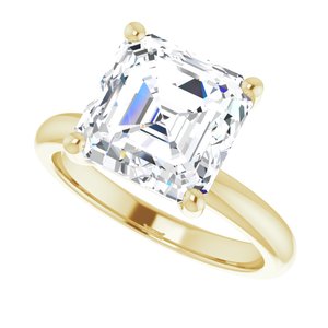 14K Yellow 9 mm Asscher Engagement Ring Mounting