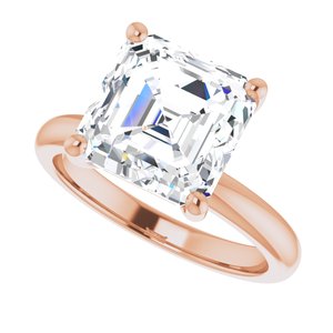 14K Rose 9 mm Asscher Engagement Ring Mounting